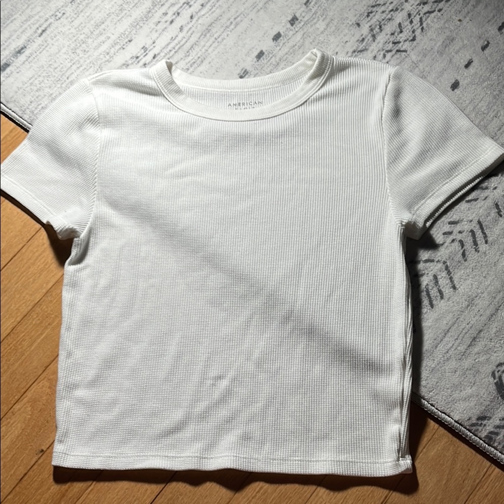 American Eagle Waffle textured  White Tee